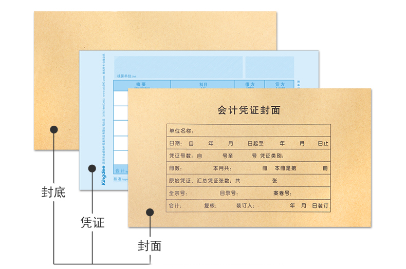 金蝶（kingdee）RM05B 记账凭证封面包角发票版 243*142MM 50个/包