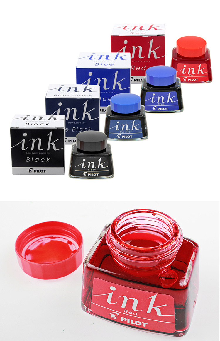 日本百乐（PILOT）非碳素墨水 不堵笔钢笔墨水30ml 蓝黑INK-30-BB原装进口