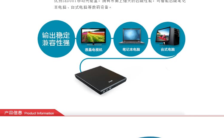 飚王（SSK）SED001 优刻外置移动光驱盒 USB2.0接口/SATA光驱接口