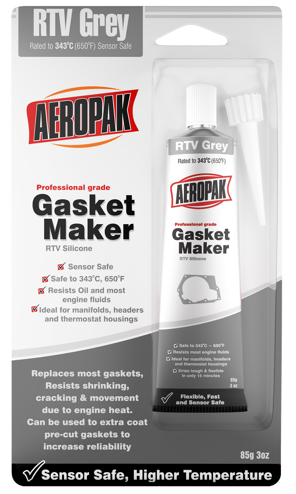 Aeropak Hi-Temp RTV Gasket Maker-Grey/Silver