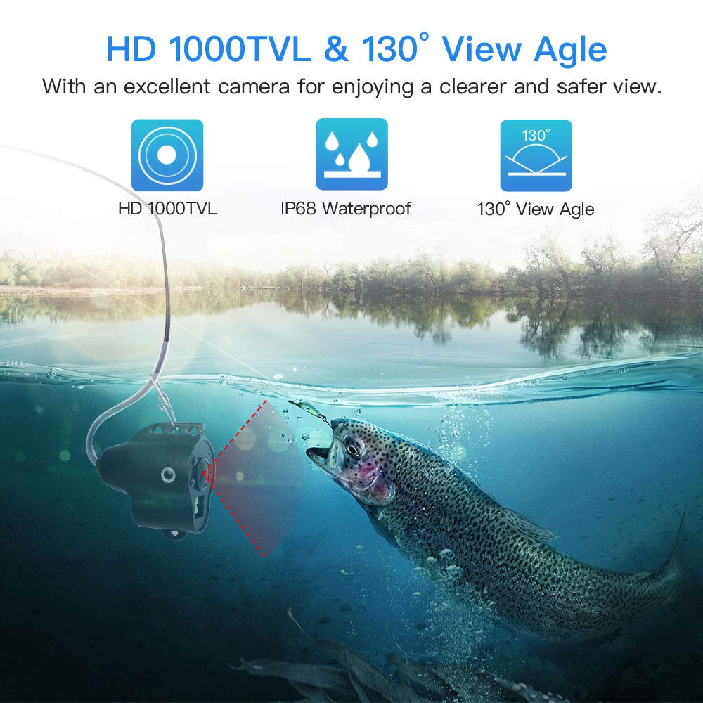 Eyoyo 4.3 20M Underwater Video Fish Finder Portable Fishing Camera Fixed  On Rod 1000TVL Waterproof Camera 10000mAh Battery 10H