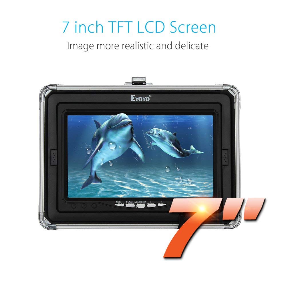 Eyoyo Portable 7 inch LCD Monitor Fish Finder Waterproof Underwater HD 1000TVL Fishing Camera (7 inch Infrared Lights(30m) + DVR)