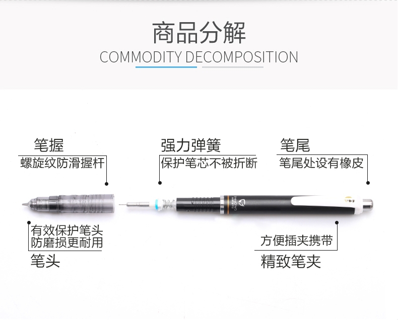 日本斑马牌（ZEBRA）MA85 0.5防断芯自动铅笔 绘图活动铅笔 天蓝色笔杆原装进口