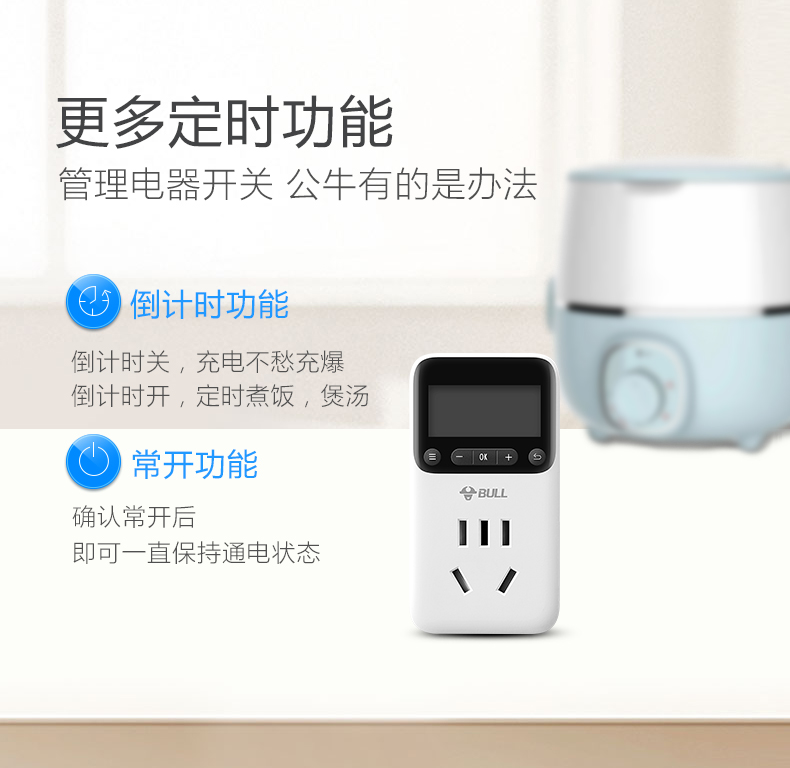 公牛（BULL）GND-1 定时器插座 电子式定时开关