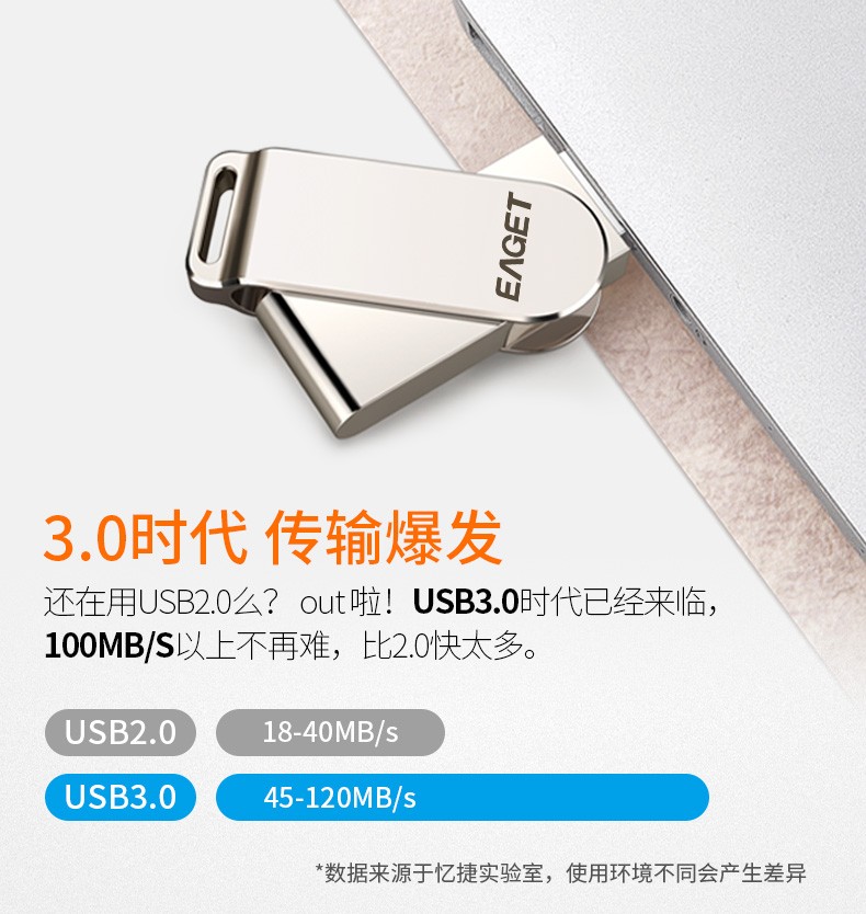 忆捷F60   USB3.0 U盘 高速全金属珍珠镍色