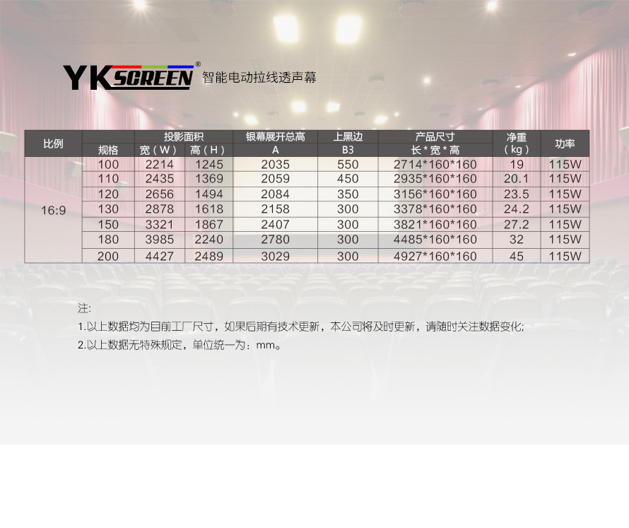 YKscreen-智能电动拉线透声幕WCB-EVG133