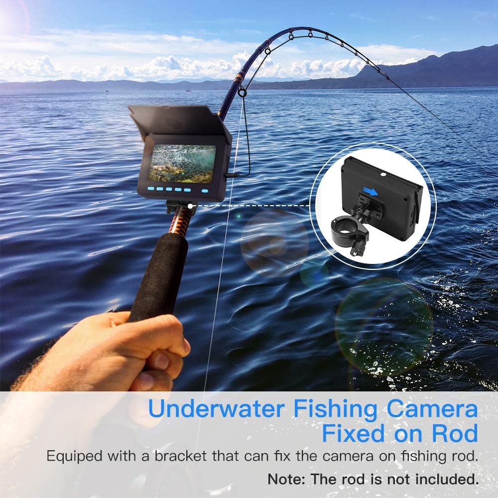 MOOCOR Underwater Fishing Camera, Portable Fish Finder Camera HD 1000 TVL  Infrared LED Waterproof Camera with 4.3 Inch LCD Monitor for Ice Lake Sea