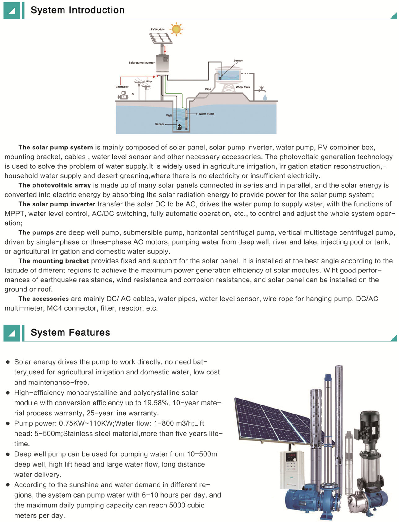 Solar agriculture irrigation system