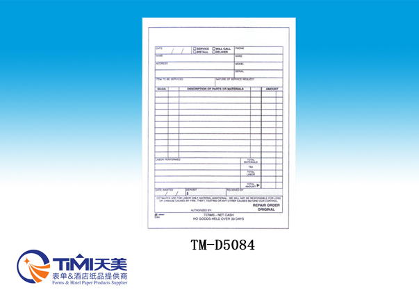 D5084-Repair Order Book