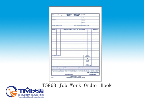 T5868-Job Work Order Book