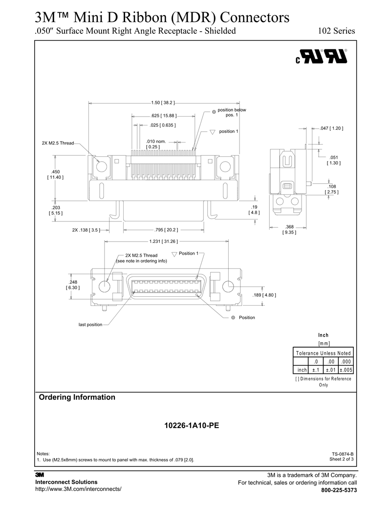 3M™（MDR）连接器102系列