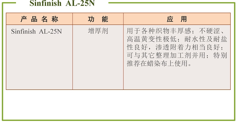 纤维增厚、增重、硬挺剂