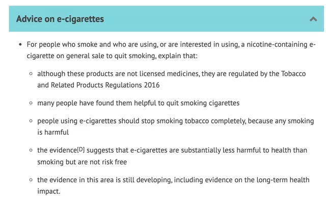 英国最新控烟指导草案：医护人员应建议烟民向电子烟过渡