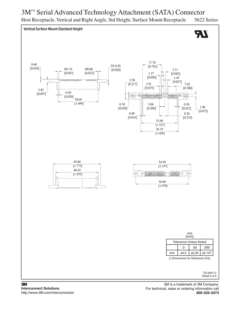 3M™串行高级技术附件（SATA）连接器，5622系列