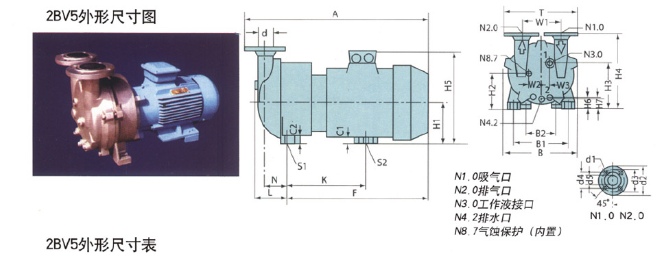 2BV5水環(huán)真空泵外型尺寸圖