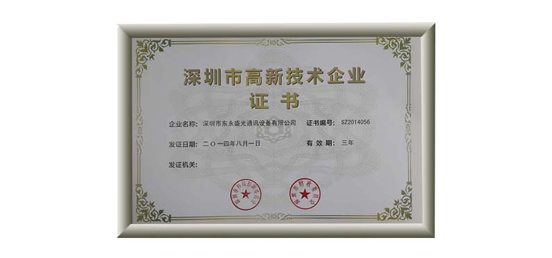 DYS Passes Shenzhen High-Tech Enterprise Certification