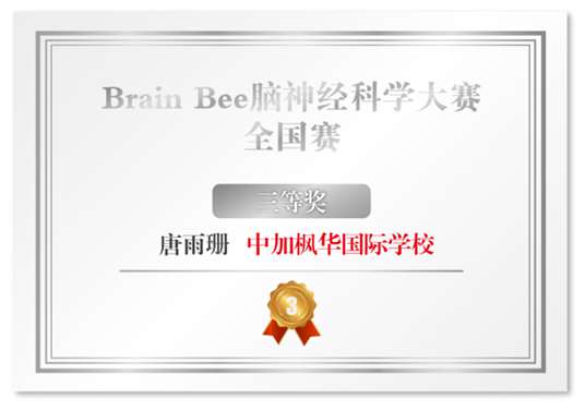 恭贺枫华学子荣获2018年全国Brain Bee脑神经科学大赛一等奖、三等奖!