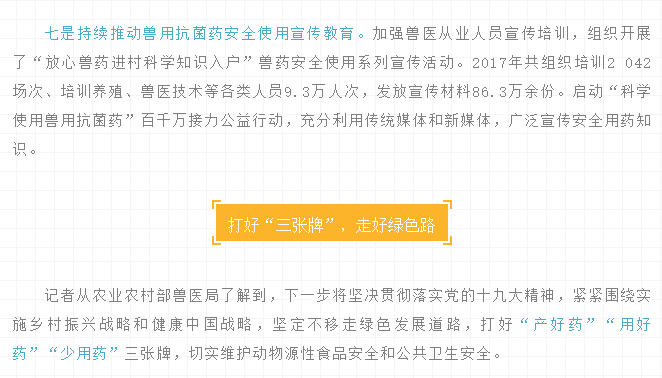 产好药用好药少用药——兽用抗菌药综合治理效果明显