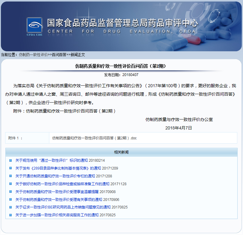 仿制药质量和疗效一致性评价百问百答（第2期）