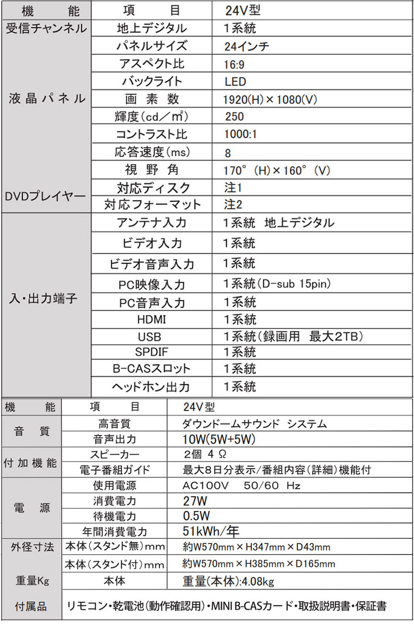 TLD-24HDVR - DVDプレ一ヤ一内蔵 液晶テレビ - 株式会社WIS (ウィズ)