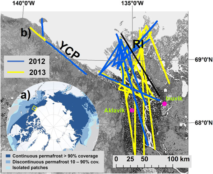 加拿大麦肯齐三角洲的陆上非连续永久冻土层的强地质甲烷排放