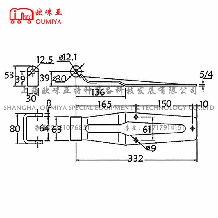 大型后门铰链 普通钢/不锈钢 073332AM/AS