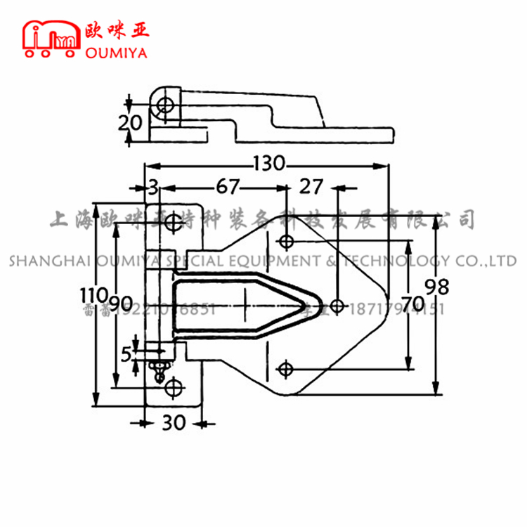 军用方舱铰链 分左右 普通钢 076130AM/BM