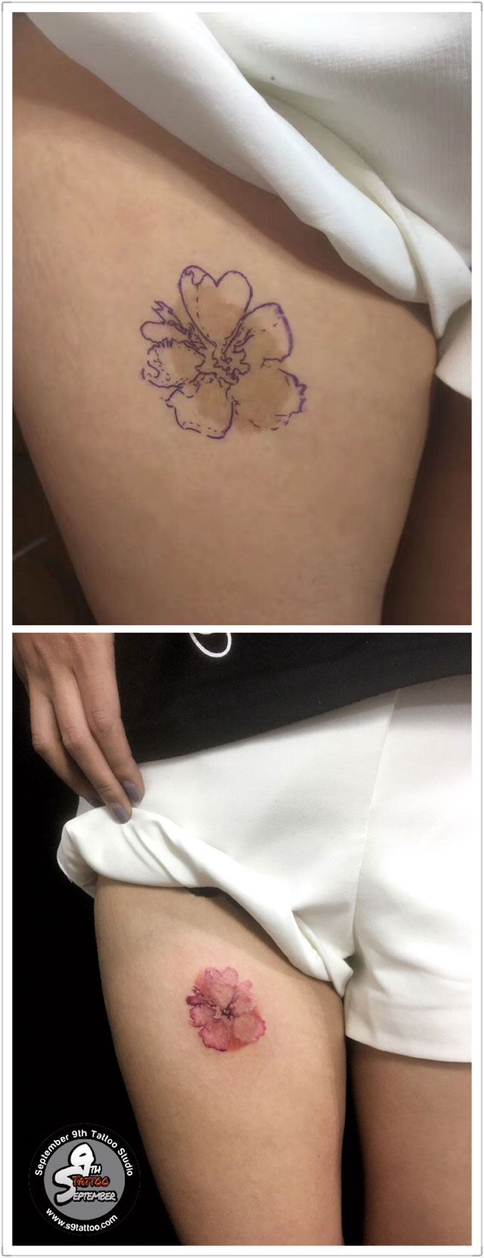 胎记遮盖水彩花纹身 遮盖与修改 September 9th Tattoo