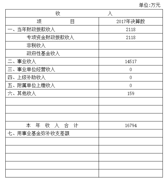 收入决算表