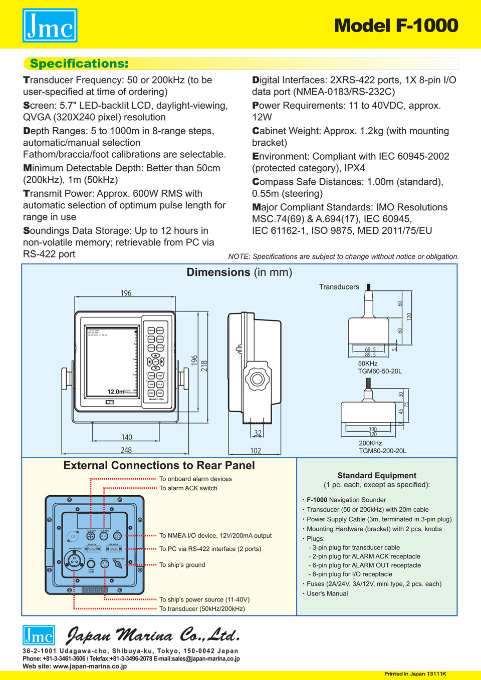 JMC Echo Sounder F-1000