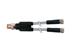 Y型连接器 M12-2M8 双端预铸线                              M12（插针）直出-2M8（插孔）直出