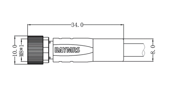 Y型連接器 M12-2M8 雙端預(yù)鑄線                              M12（插針）直出-2M8（插孔）直出