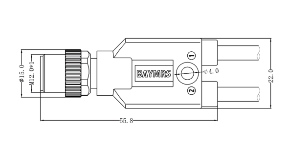 Y型连接器 M12-2M12 双端预铸线                           M12（插针）直出-2M8（插孔）90°