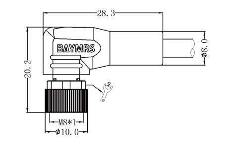 Y型連接器 M12-2M12 雙端預鑄線                           M12（插針）直出-2M8（插孔）90°