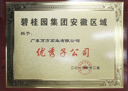 2016年度优秀子公司-碧桂园集团安徽区域