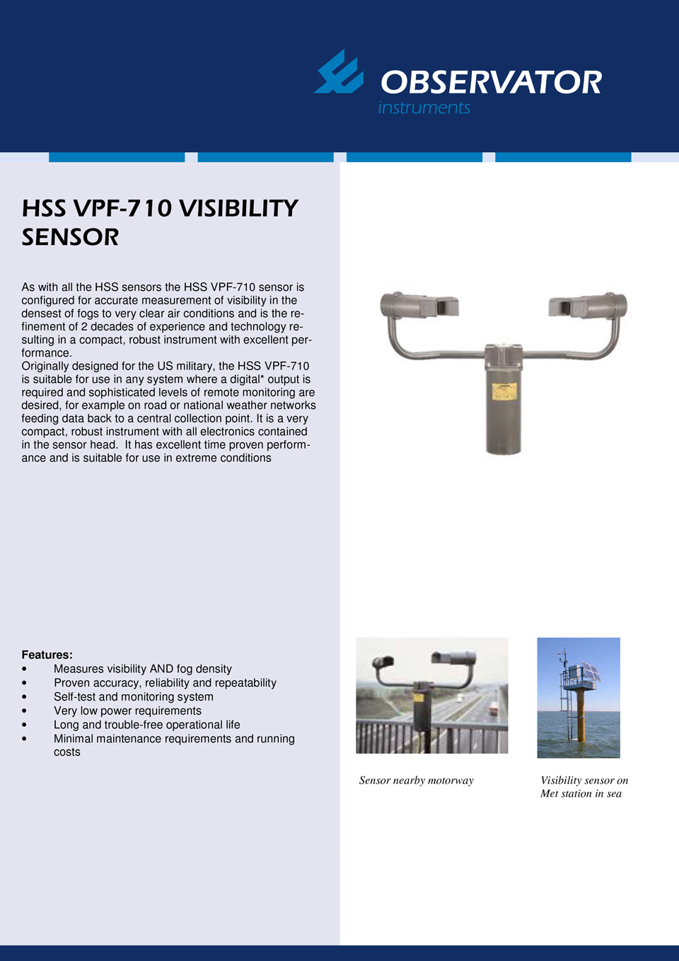 VPF HSS Visibility sensor VPF-710