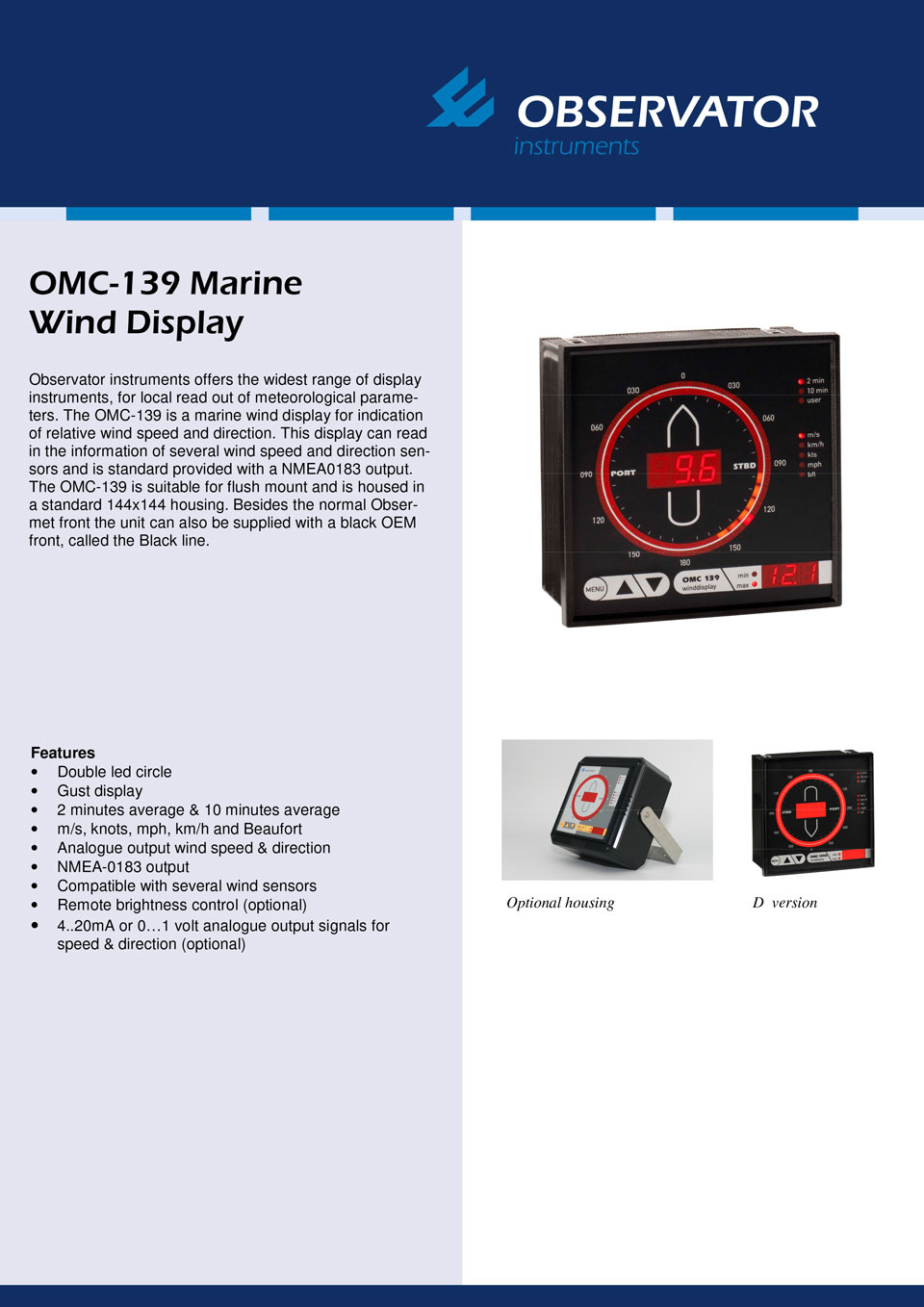 OMC-139 Marine Wind Display