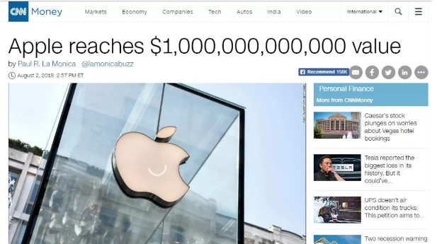 苹果市值突破1000000000000美元!!! 苹果市值突破1000000000000美元!!!