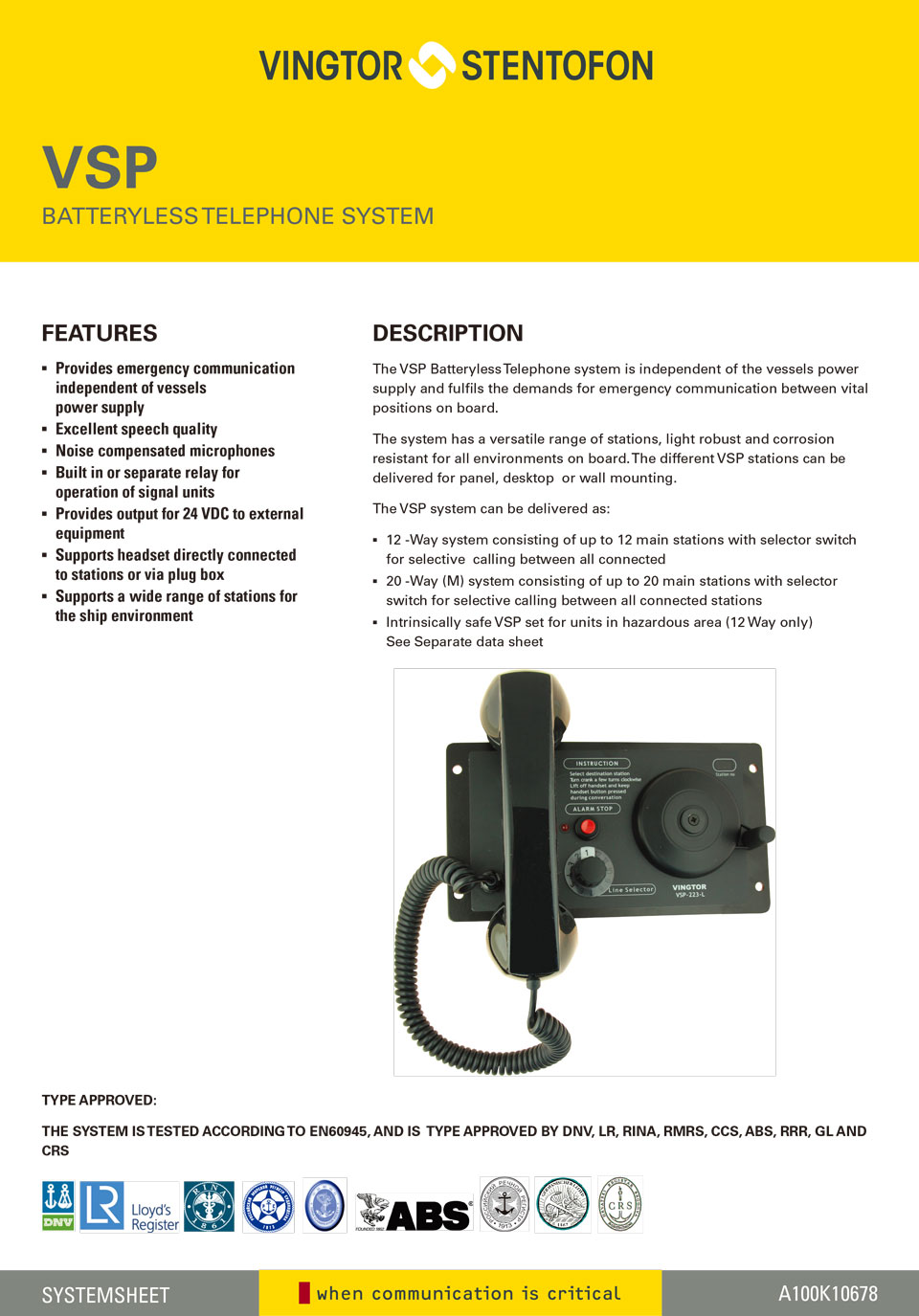 VSP Batteryless Telephone System