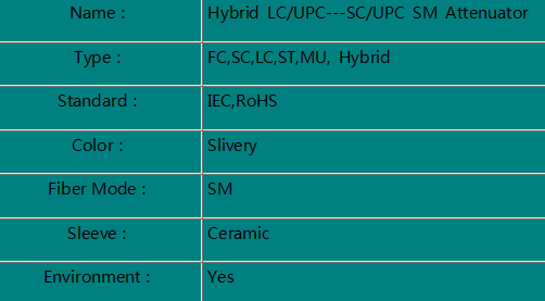 Hybrid LC/UPC-- SC UPC  Attenuator