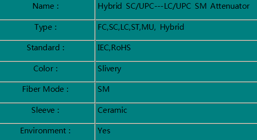 Hybrid  SC/UPC-- LC /UPC  Attenuator