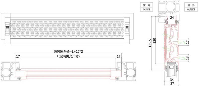 双风道自然通风器WFU120R