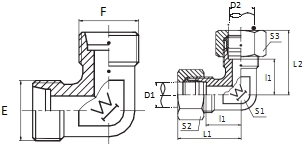 公制外螺纹24°锥90°弯 1C9·1C9-RNW·1D9·1D9-RNW