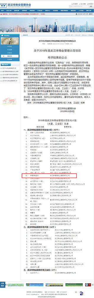 幸福湾▪星润荣获“2018年度武汉市物业管理示范住宅小区”