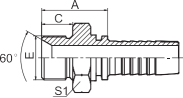 英管外螺纹60°内锥面或六角端面用组合垫密封的双用接头 12611A