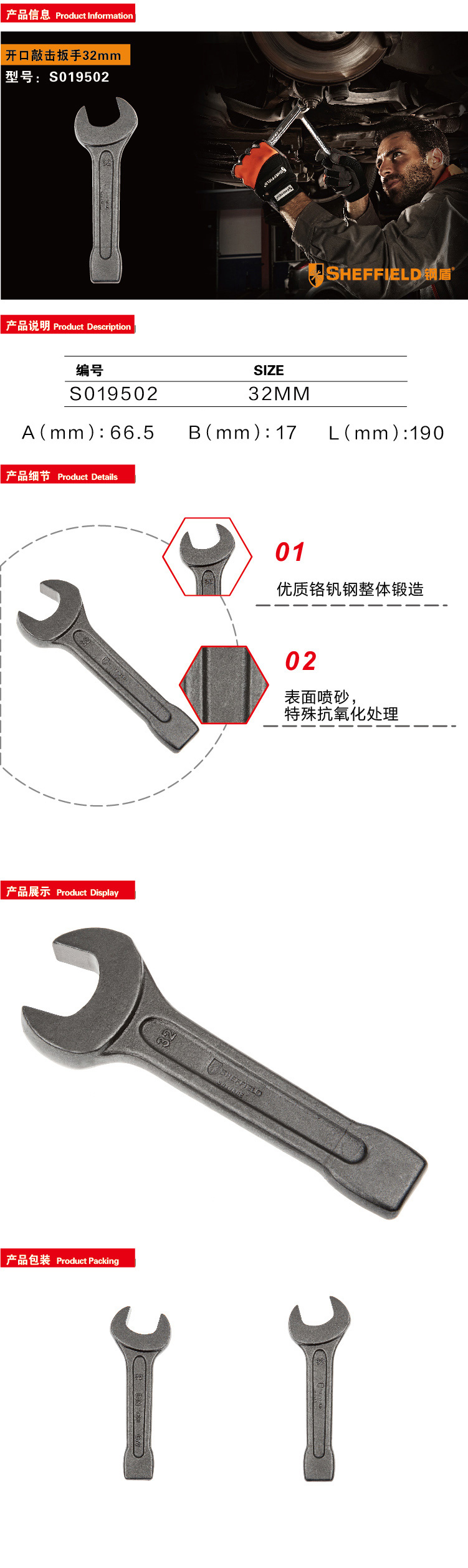 钢盾开口敲击扳手32mm/1把