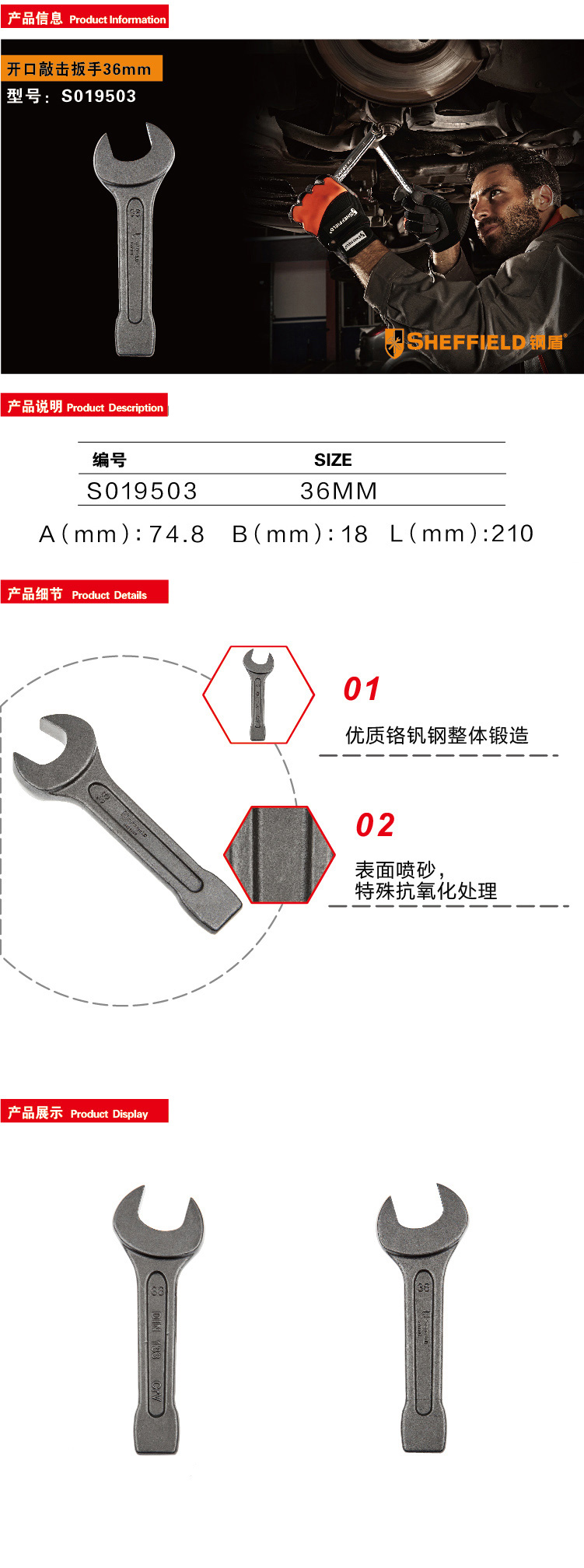 钢盾开口敲击扳手36mm/1把