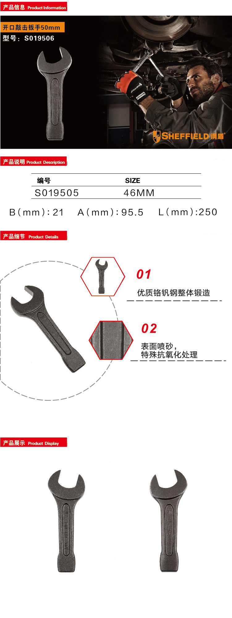 钢盾开口敲击扳手46mm/1把