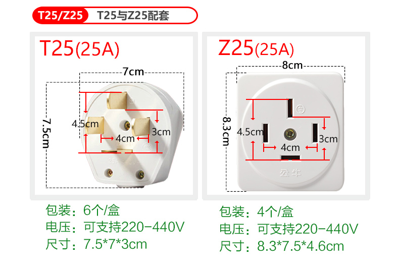 公牛 GN-T16 16A/440V三相四极插头