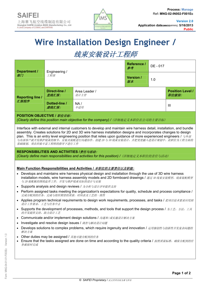 Wire Installation Design Engineer Wire Installation Design Engineer